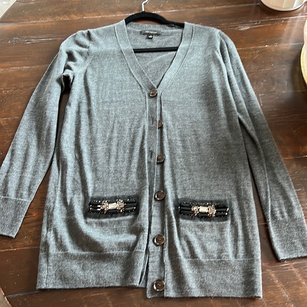 Cardigan with buttons and beaded accents